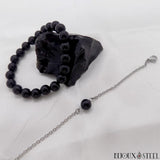 Bracelets en pierre naturelle d'obsidienne noire