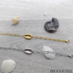 Bracelets femmes mailles trombones à coquillages cauris en acier chirurgical