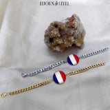 Bracelets France hommes en acier inoxydable et drapeau sous cabochon en résine