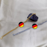 Bracelet hommes drapeau de l'Allemagne sous cabochon en résine et acier