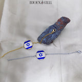 Bracelet Israël femmes en acier inoxydable et drapeaux sous cabochon en résine