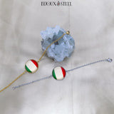 Bracelets Italie femmes en acier inoxydable avec drapeau italien sous cabochon en résine et acier