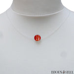 Collier à fil de nylon perle d'agate rouge en pierre naturelle teintée