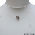 Collier cordon de nylon perle de quartz tourmaline noire 10mm en pierre naturelle