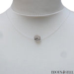 Collier cordon de nylon perle de quartz tourmaline noire 8mm en pierre naturelle