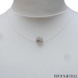 Collier cordon de nylon perle de quartz tourmaline noire 8mm en pierre naturelle