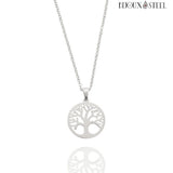 Collier à pendentif arbre de vie argenté en acier inoxydable