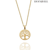 Collier à pendentif arbre de vie doré en acier inoxydable