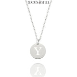 Collier à pendentif argenté médaille ronde lettre personnalisable en acier inoxydable