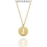 Collier à pendentif doré médaille ronde lettre personnalisable en acier inoxydable