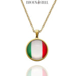 Collier à pendentif drapeau de l'Italie doré en acier inoxydable