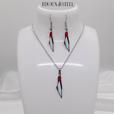 Collier à pendentif et boucles d'oreilles pendantes argentés Palestine en acier inoxydable