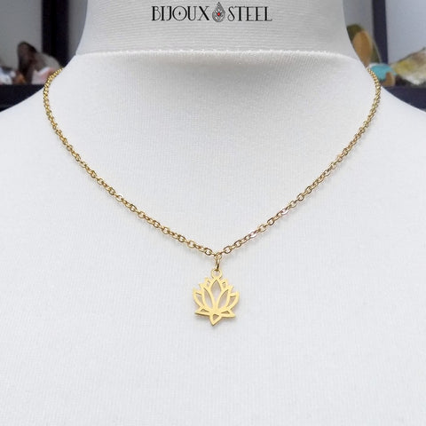 Achat Collier Lotus Bliss en acier et oxydes de zirconium Achat Collier Lotus Bliss en acier et oxydes de zirconium