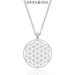 Collier à pendentif fleur de vie argentée en acier inoxydable