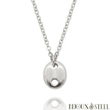Collier à pendentif grain de café argenté en acier inoxydable