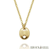 Collier à pendentif grain de café doré en acier inoxydable