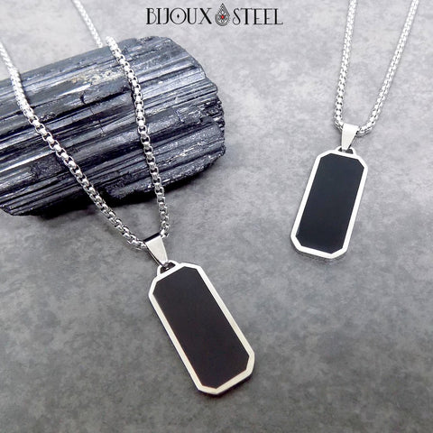AYNKH Collier Homme Collier Homme Acier Inoxydable Argent et Noir Bar Pendentif Colliers pour Hommes Femmes AYNKH Collier Homme Collier Homme Acier Inoxydable Argent et Noir Bar Pendentif Colliers pour Hommes Femmes