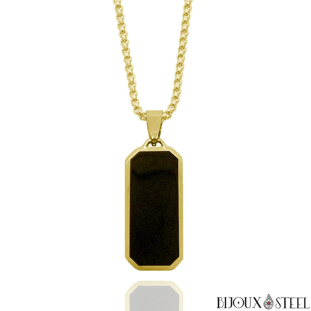 Pendentif Homme Collier Noir Homme Collier Pendentif Carré Onyx