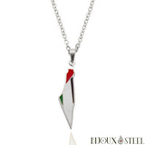 Collier à pendentif Palestine argenté en acier inoxydable