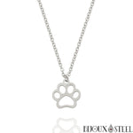 Collier à pendentif patte de chien argenté en acier inoxydable