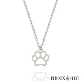 Collier à pendentif patte de chien argenté en acier inoxydable