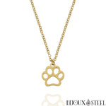 Collier à pendentif patte de chien doré en acier inoxydable
