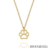 Collier à pendentif patte de chien doré en acier inoxydable