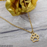 Collier à pendentif patte de chien ou chat dorée en acier inoxydable