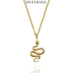 Collier à pendentif serpent doré en acier inoxydable