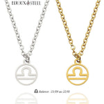 Collier à pendentif signe astrologique balance en acier inoxydable