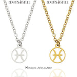Collier à pendentif signe astrologique poissons en acier inoxydable