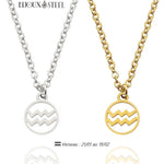 Collier à pendentif signe astrologique verseau en acier inoxydable