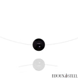 Collier à perle d'obsidienne noire 10mm en pierre naturelle sur son cordon de nylon