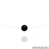 Collier à perle d'obsidienne noire 8mm en pierre naturelle sur son cordon de nylon