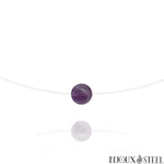 Collier à perle de fluorite violette 8mm en pierre naturelle sur fil de nylon