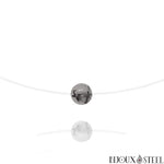 Collier à perle de quartz tourmaline 8mm en pierre naturelle sur fil de nylon