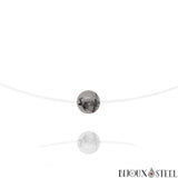 Collier à perle de quartz tourmaline 8mm en pierre naturelle sur fil de nylon