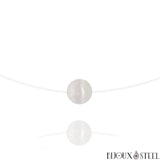 Collier à perle de sélénite 10mm en pierre naturelle sur fil de nylon
