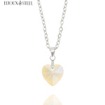 Collier argenté à pendentif coeur champagne en verre et acier inoxydable