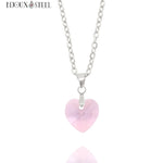 Collier argenté à pendentif coeur rose en verre et acier inoxydable