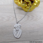 Collier argenté à pendentif maman et son bébé en acier inoxydable