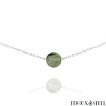 Collier ras du cou argenté à perle de prehnite 10mm en pierre naturelle et acier inoxydable