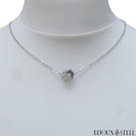 Collier ras du cou argenté perle de quartz à inclusions de tourmaline
