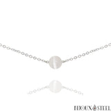 Collier argenté à perle de sélénite 8mm en pierre naturelle et acier inoxydable