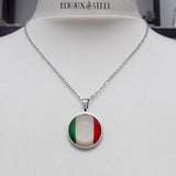 Collier argenté drapeau de l'Italie sous cabochon