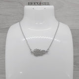 Collier argenté feuille en acier inoxydable pour femmes