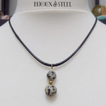 Collier cordon noir à pendentif jaspe lamparci