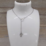 Collier cravate argenté patte de chien à pendentif lettre personnalisable en acier 