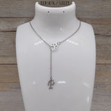 Collier cravate argenté patte de chien à pendentif lettre personnalisable en acier 