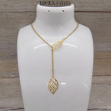 Collier cravate feuille dorée à pendentif feuille en acier inoxydable